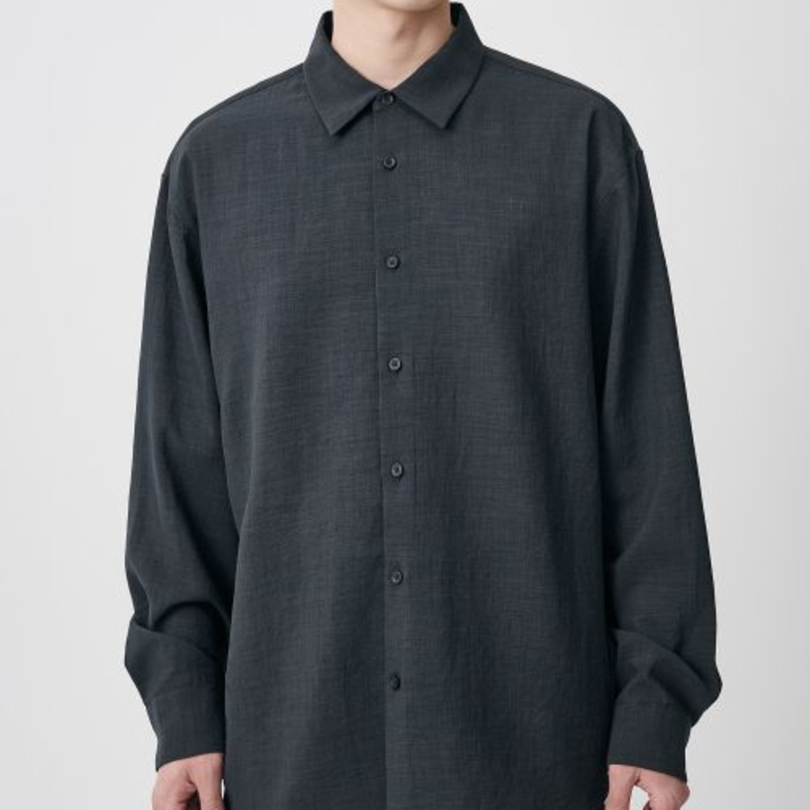 Musinsa Standard Relaxed Linen-Like Shirt – Dark Grey