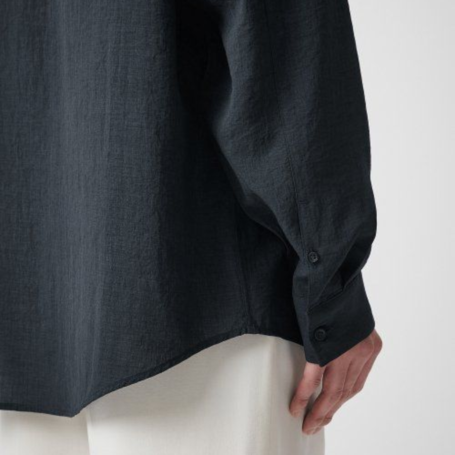 Musinsa Standard Relaxed Linen-Like Shirt – Dark Grey