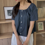 Morgan – блузка Square Button Linen Short-Sleeve Blouse