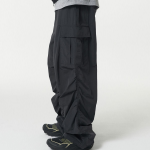 Nylon Wide Shirring Cargo Pants [Dark Gray]