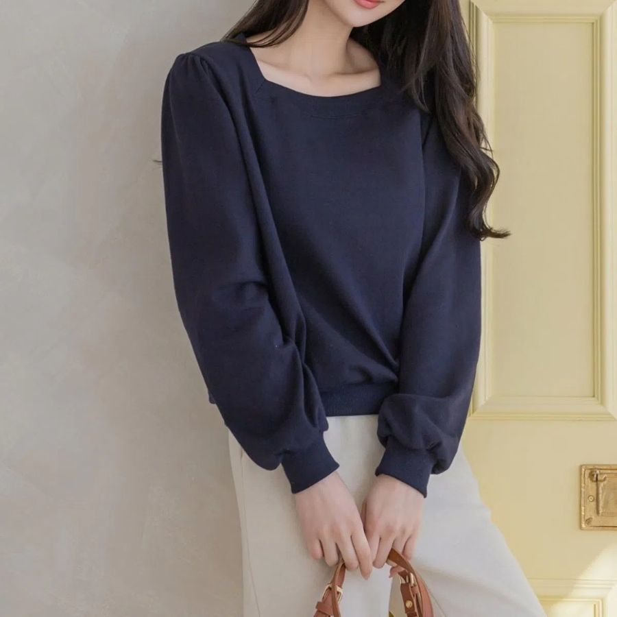 Loose Fit Square Neck Sweatshirt
