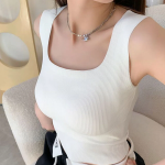 Square Neck Built-in Cap Crop Tank Top