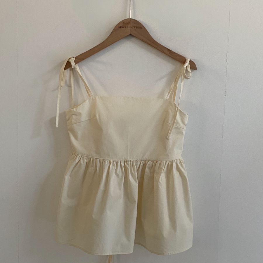 Heidi Corset Square-Neck Strap Ribbon Blouse