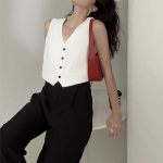 Classic V-Neck Button Crop Vest