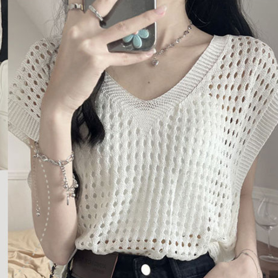Mesh Knit Layered Vest