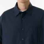 Relaxed Soft Poplin Short Sleeve Shirt (Navy)