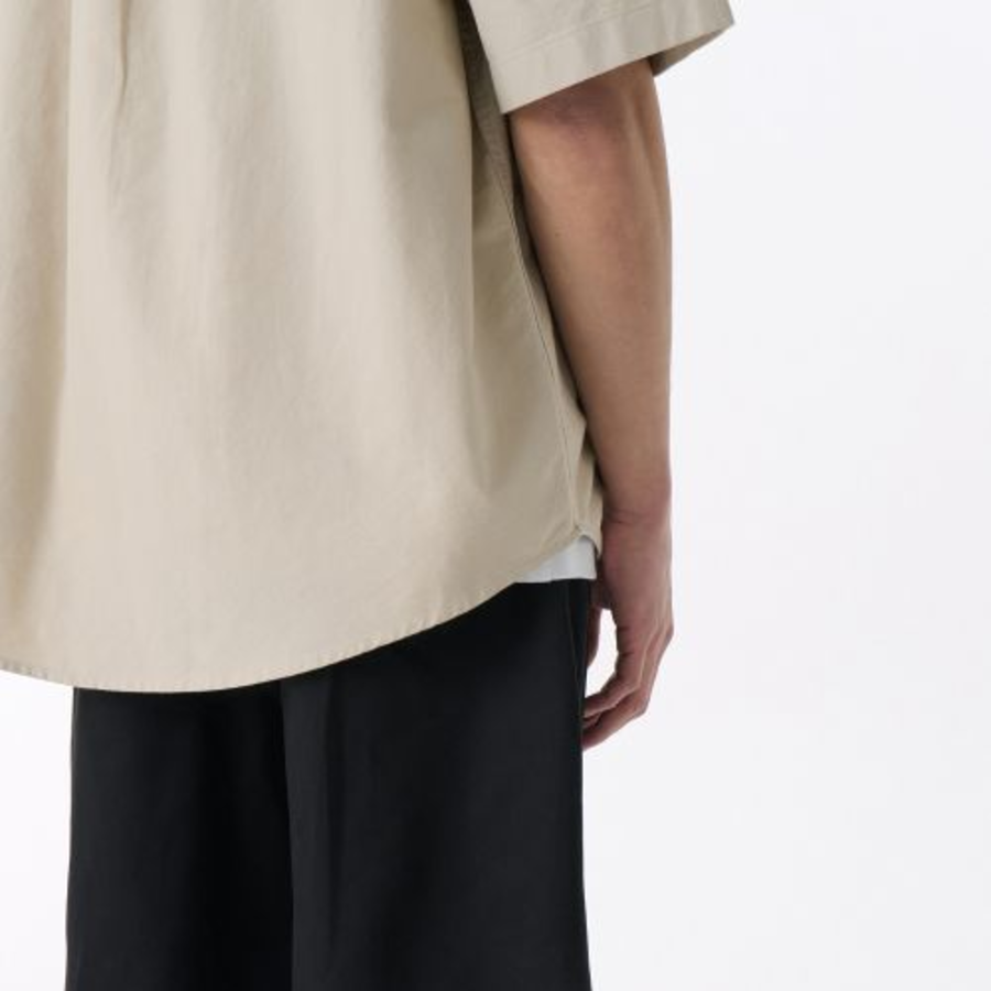 Oversized Oxford Short Sleeve Shirt (Light Beige)