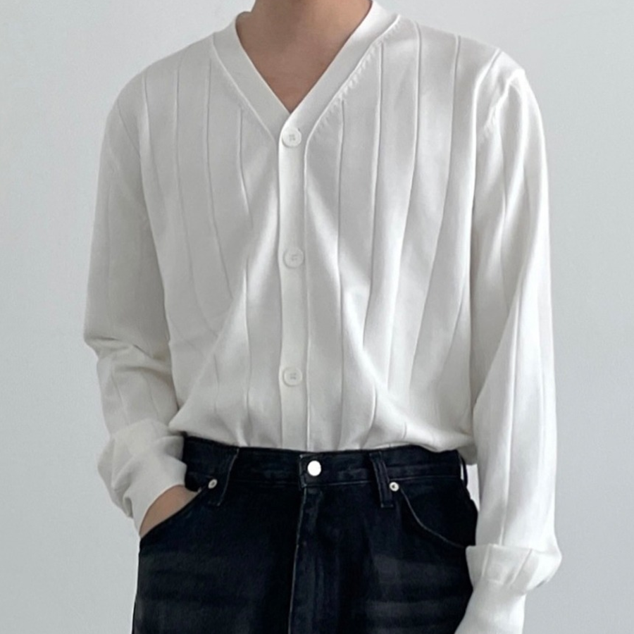 Ribbed V-Neck Cardigan