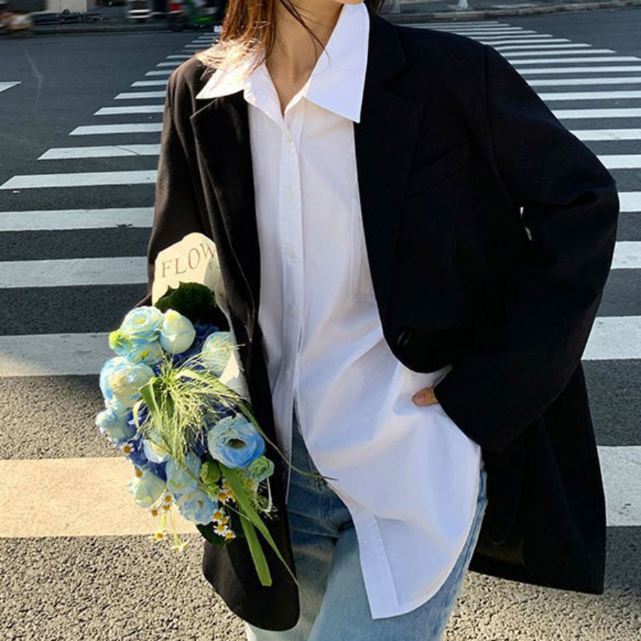 Diagonal Back-Slit Semi Jacket