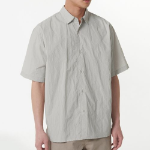 Relaxed Nylon Crinkle Short Sleeve Shirt [Cream]