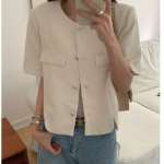 Teo Tweed Short-Sleeve Jacket