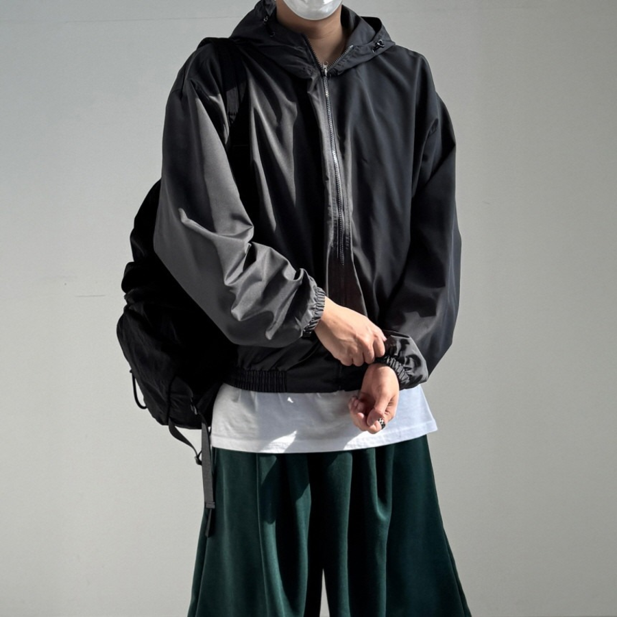 Oversized Couple Running Stretch Spring Hooded Cropped Windbreaker Jacket