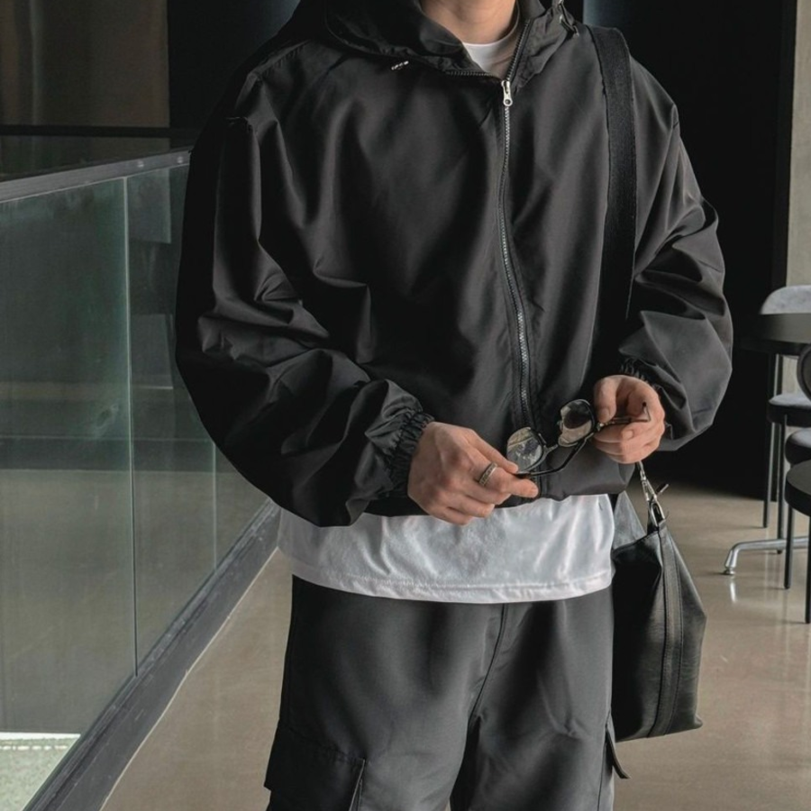Wind String Oversized Hooded Windbreaker –  Waterproof Windstopper Jacket