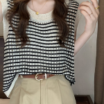 PERIEM NIC – Loose Fit Round Neck Punching Knit Vest