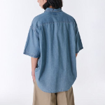 Oversized Short Sleeve Denim Shirt [Light Indigo]