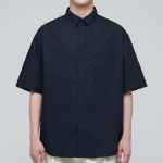 Oversized Poplin Short Sleeve Shirt [Navy]