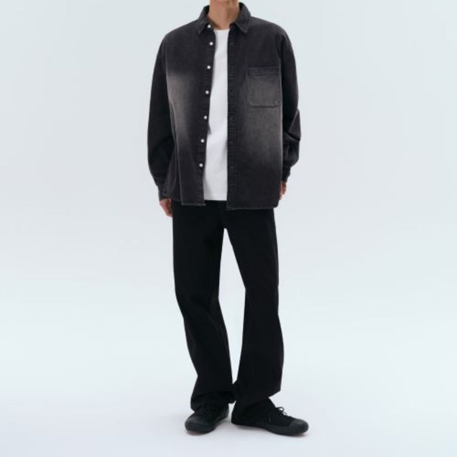 Big Brush Oversized Denim Shirt [Black]