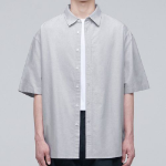 Oversized Oxford Short Sleeve Shirt [Gray]