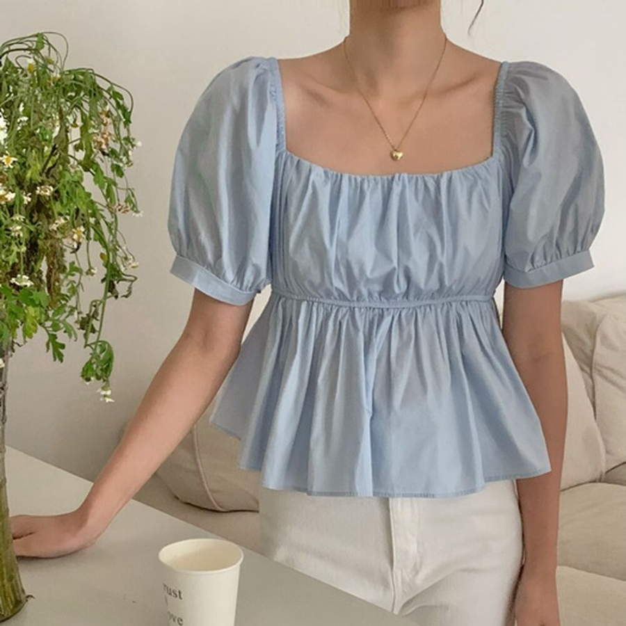 Shirring A-Line – блузка Peplum Flare Crop Blouse