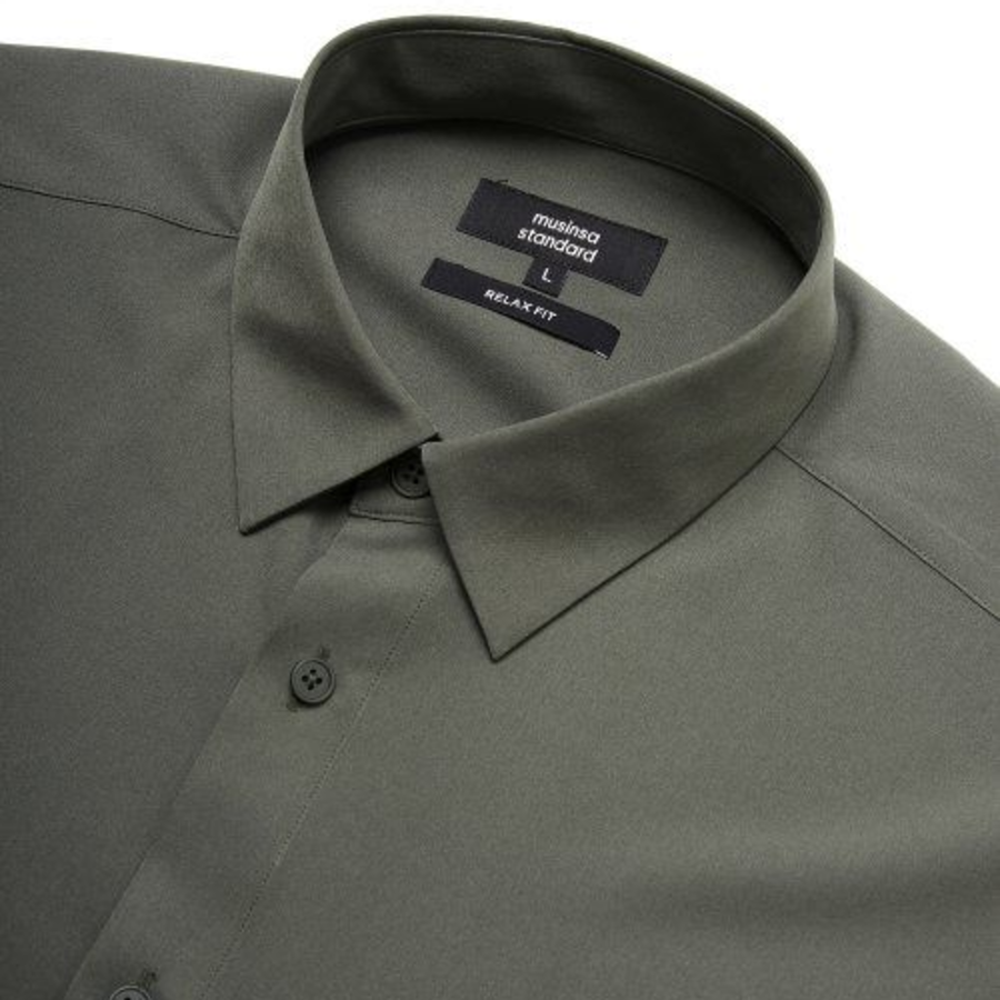 Relaxed Fit Silky Shirt [Khaki]