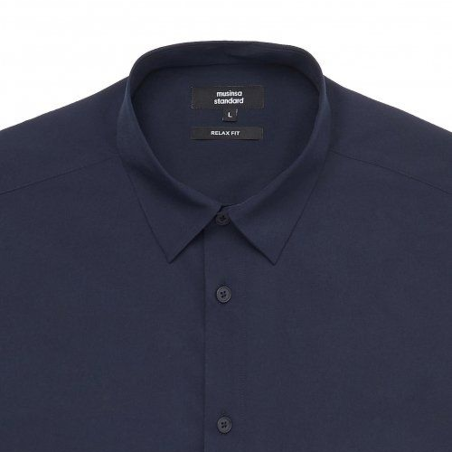 Relaxed Fit Silky Shirt [Dark Navy]