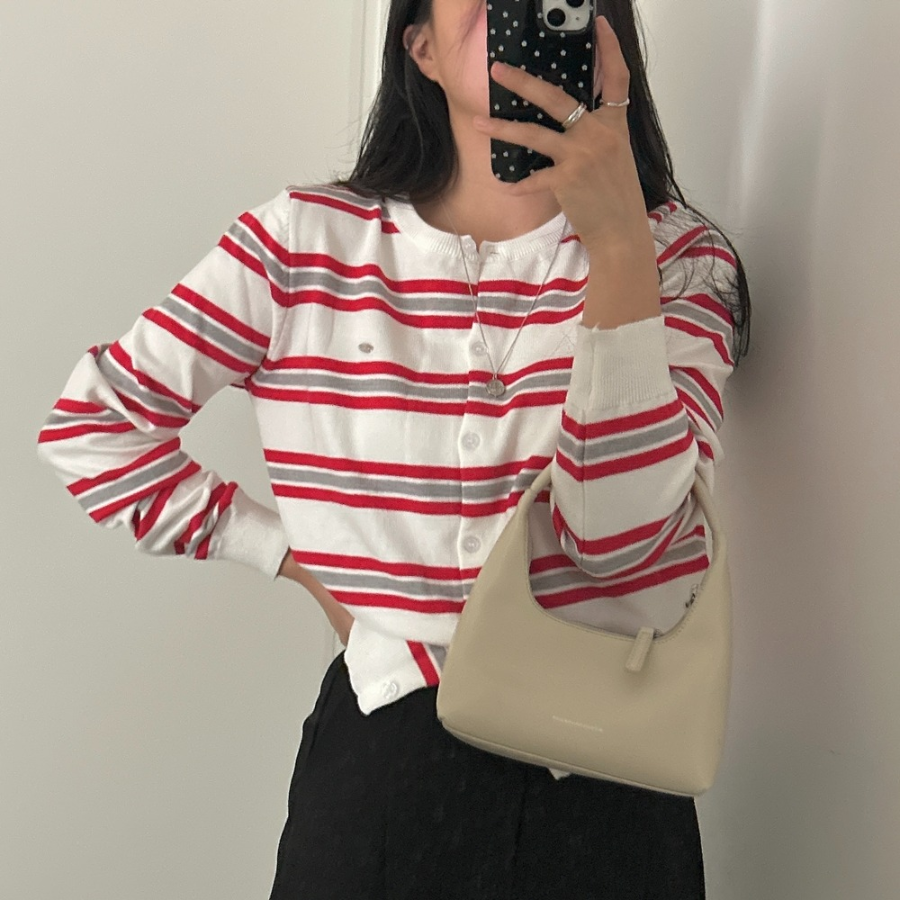 Judy Pendant Stripe Round Knit Cardigan