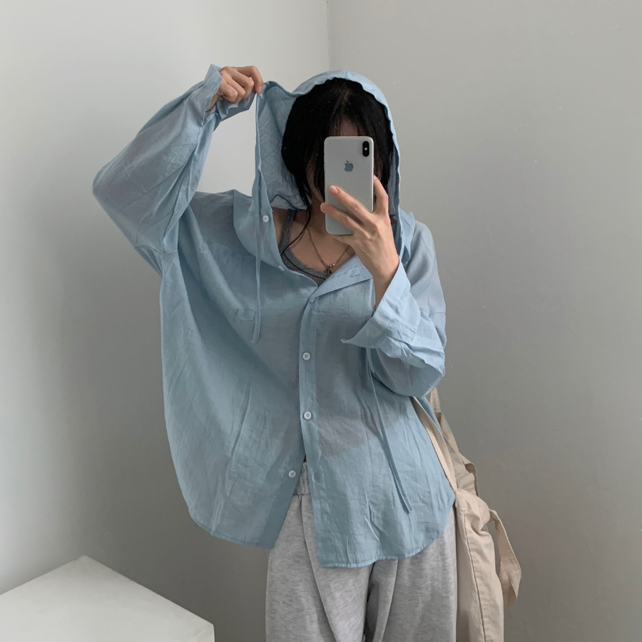 Hoodle Hoodle Summer Hooded Loose Fit Cardigan Shirt