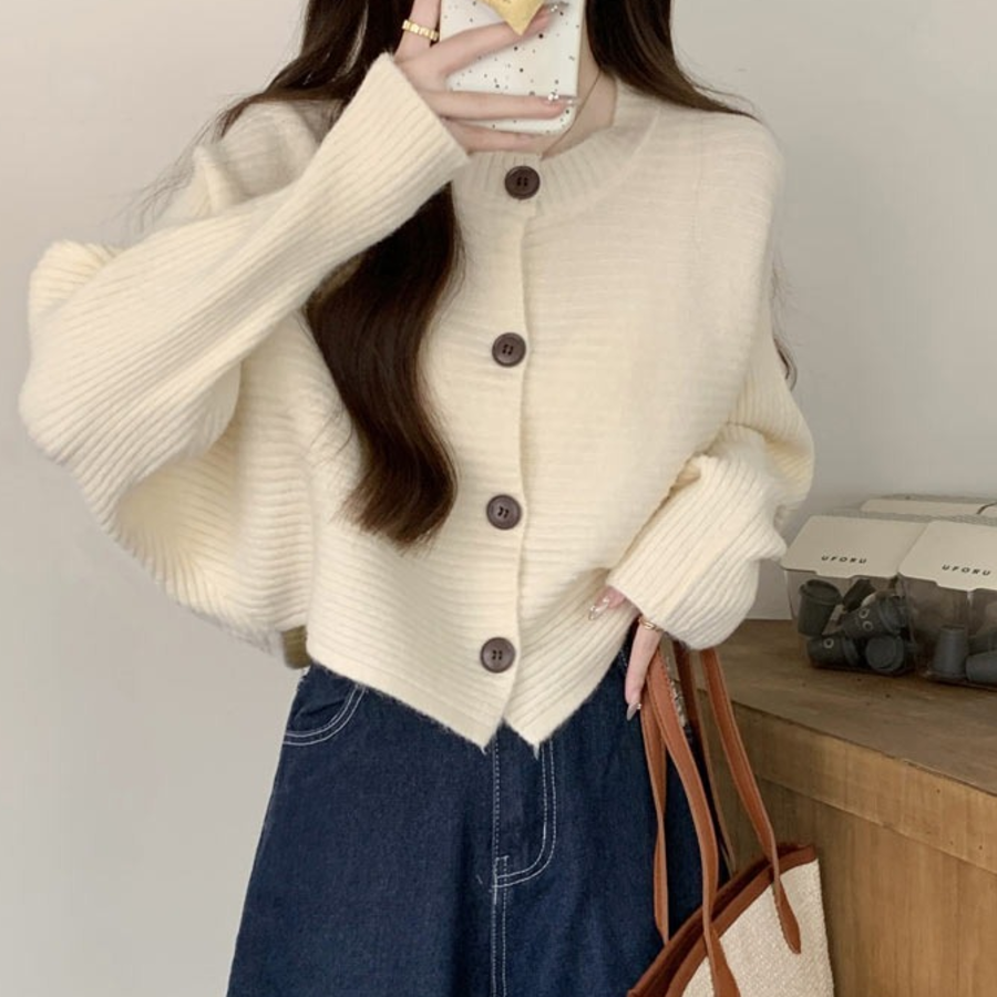 Radine Round Button Knit Cardigan