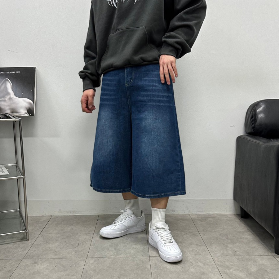 Long Bermuda Wide Denim Shorts