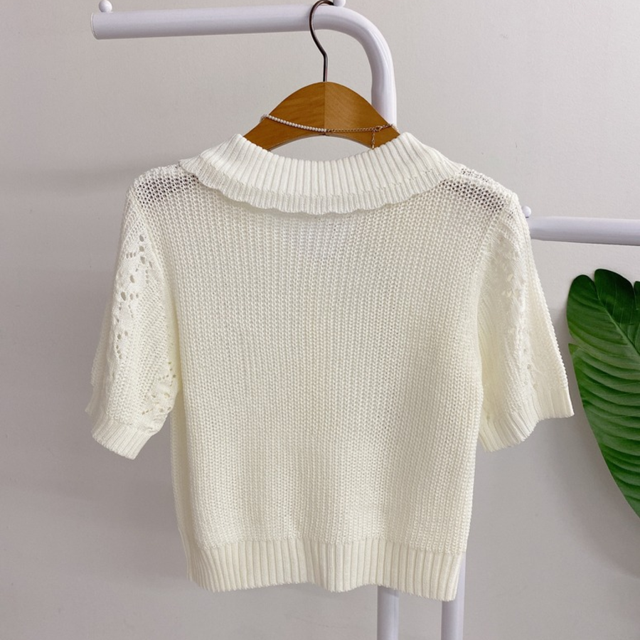 Punico Punching Short Sleeve Knit Cardigan