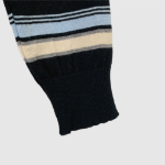 Mielu Three-Color Striped Crew Neck Cardigan