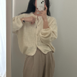 Alpaca Oversized Wool Round Neck Cardigan