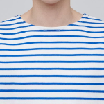 Stripe Boat Neck Long Sleeve T-Shirt [Ivory/Blue]
