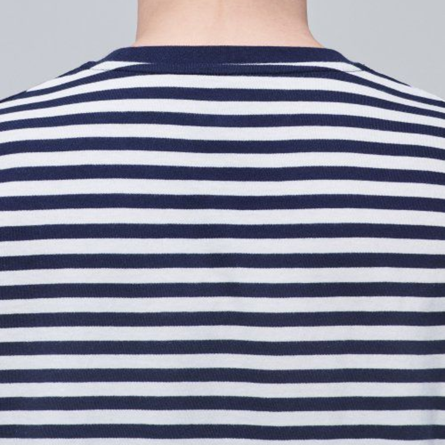 Stripe Relaxed Crew Neck Long Sleeve T-Shirt [Navy]