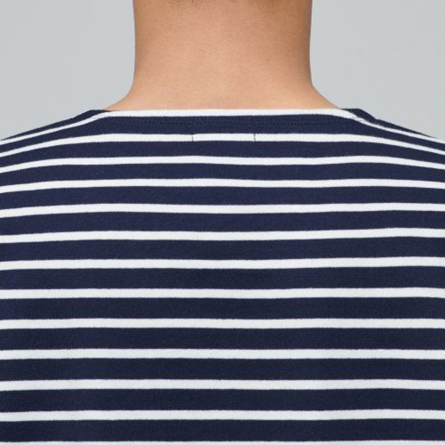 Stripe Boat Neck Long Sleeve T-Shirt [Navy/Ivory]