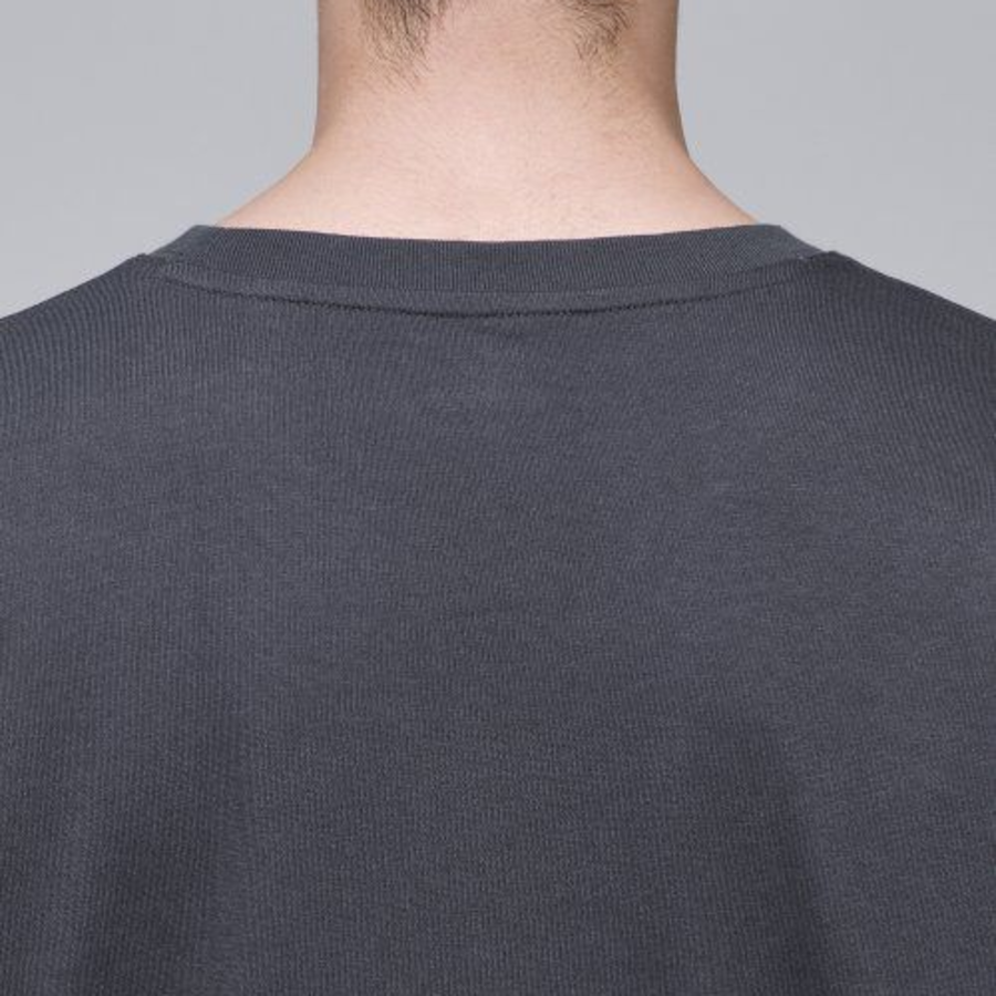 Oversized Crew Neck Layered Sleeve T-Shirt [Dark Grey]