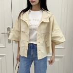 Nylon Cape 3/4 Sleeve Hooded Windbreaker