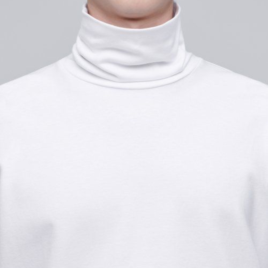 Relaxed Turtleneck Long Sleeve T-Shirt [White]