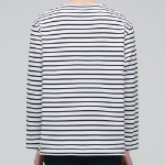 Striped Boat Neck Long Sleeve T-Shirt [Ivory/Black]