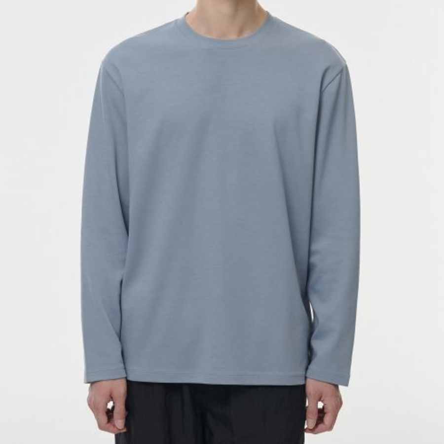 [HitStandard] Crew Neck Long Sleeve T-Shirt [Cloudy Blue]