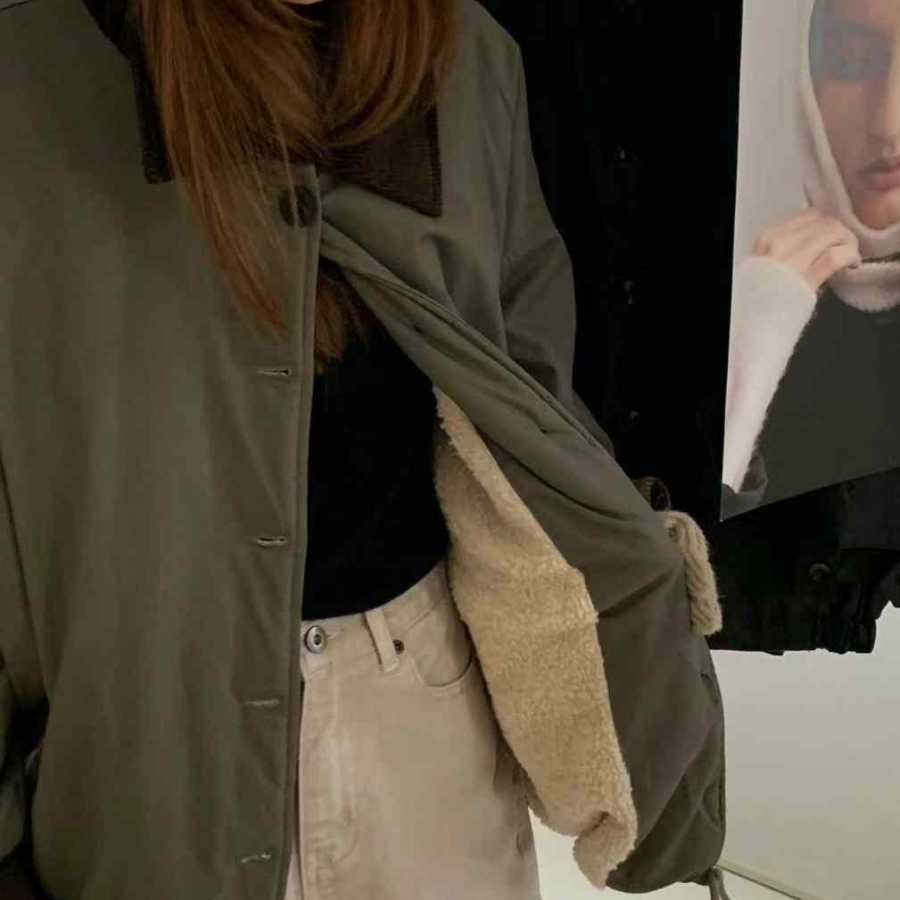 Colorblock Loose-Fit Fleece-Lined Windbreaker