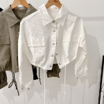 Summer CM Oversized Button Collar Crop Yasan