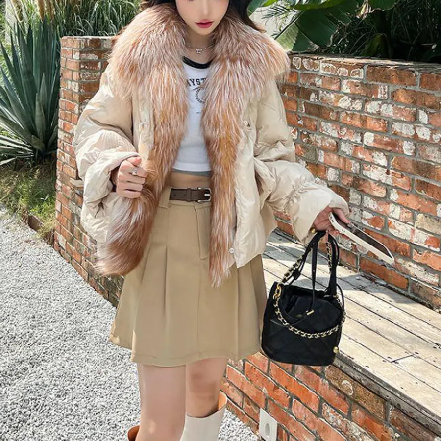 Luxury Goose Down Fur Collar Jacket