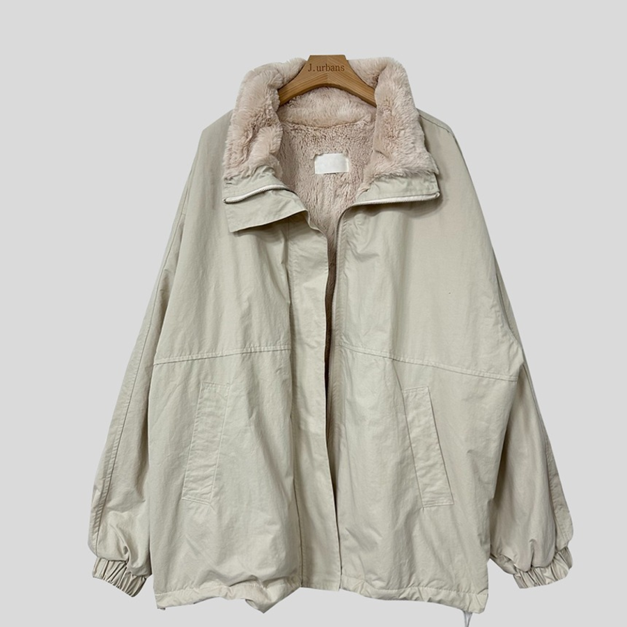 Oversized High Neck Quilted Coat