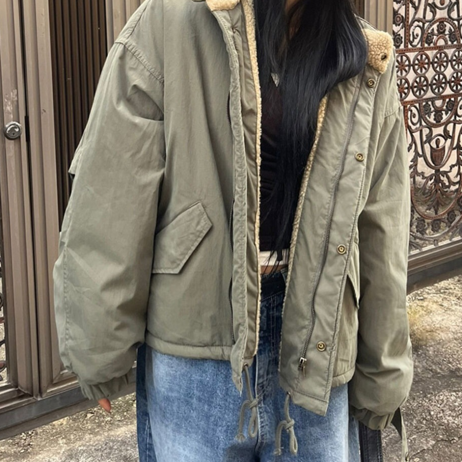Faux Shearling Short Windbreaker