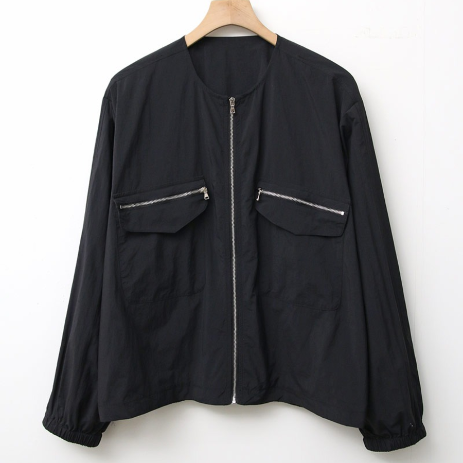 No Collar Nylon Windbreaker
