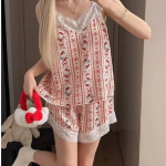 Kitty Lace Strap Cami & Shorts Set