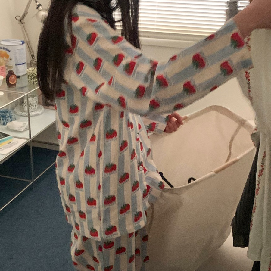 Tomato Blue Stripe Pajama Set