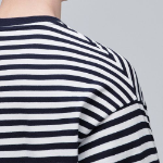 Stripe Relaxed Crew Neck Short Sleeve T-shirt [Black]