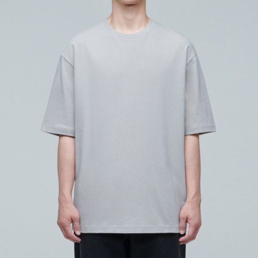 Relaxed Fit Crew Neck Short Sleeve T-shirt 2 [Light Gray]